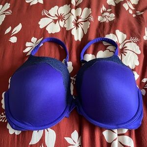 Victoria's Secret Vibrant Blue Bra with lace accents- lined perfect coverage
